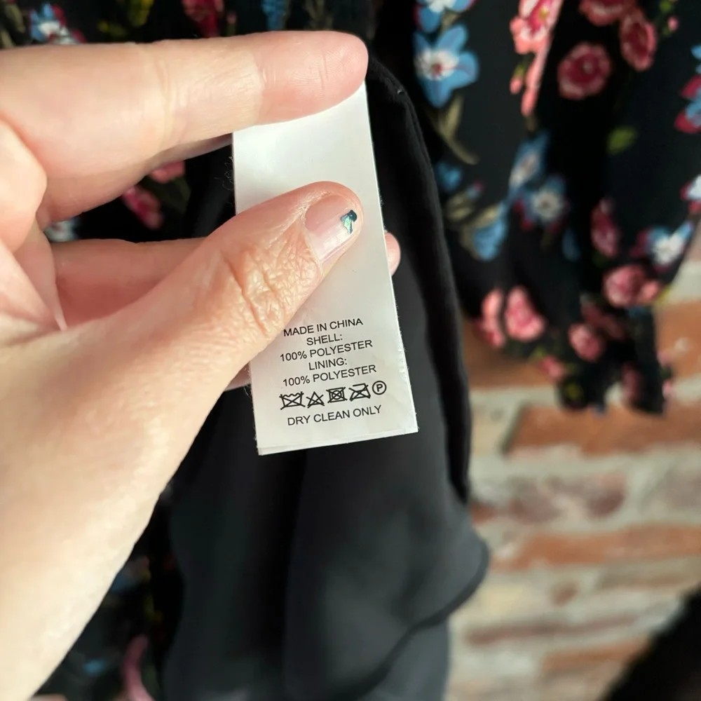 Kate Spade Black Floral Smock Waist Dress, S